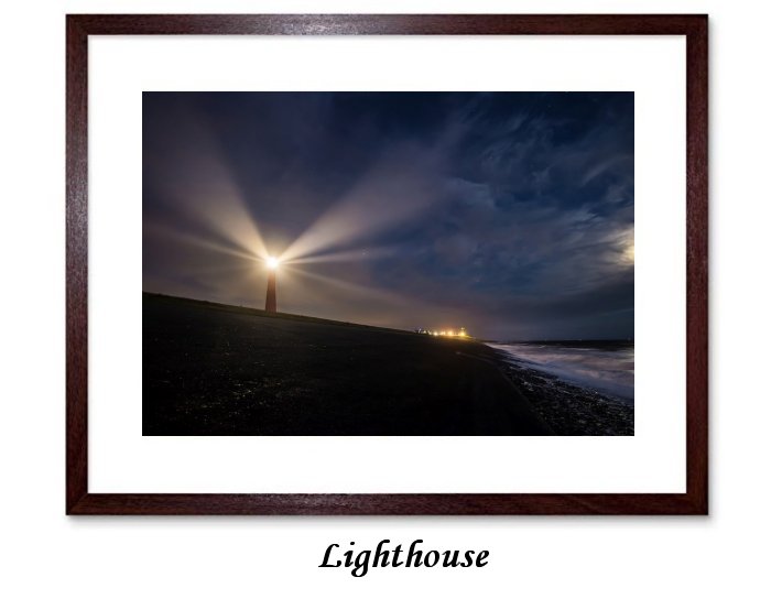 Lighthouse Light Sea Beacon Coast Sky Night